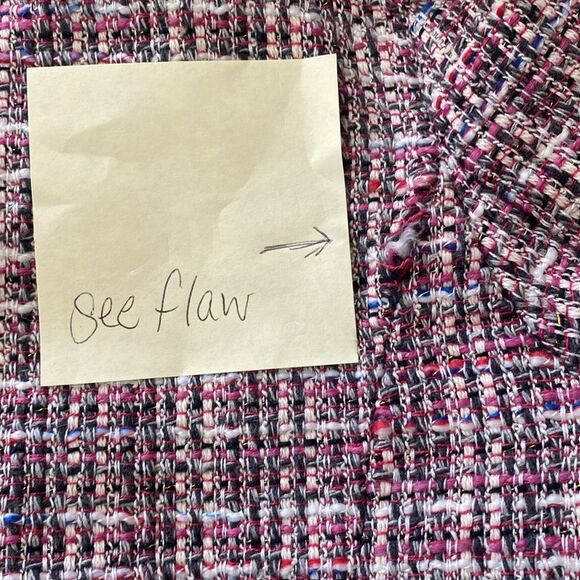 335A) Bagatelle Tweed Pink Black Off White Cropped Single Button Blazer Sz 14 - Picture 7 of 7